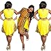 Lookatool Women Vintage Traditional African Dress O-Neck Sleeveless Party Dress (S, Yellow)
