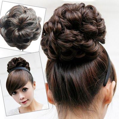 Smile Curly Hair Buns Hairpiece Bud ponytail horsetail Black/Dark Brown/Light Brown/Blonde (select 1 piece/color)