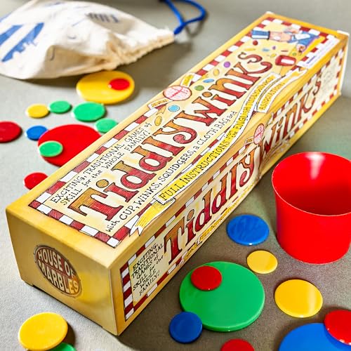 House of Marbles Tiddlywinks, Traditional Family Game with 28 Multicolored Pieces, a Timeless Retro Classic Travel Game for Kids or Adults with a Nostalgic Educational Board Game Feel