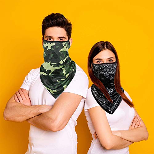 AOGE 3 Pack Elastic face mask Bandana with Ear Loops, Summer face Cover Neck Gaiter Scarf, Unisex Balaclava face mask Reusable Washable