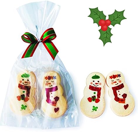 Amazon Co Jp 仲良し雪だるまカップルのクッキー 2枚入 のプチギフト1個 結婚式 クリスマス ウェディング パーティー 期間限定 おもちゃ