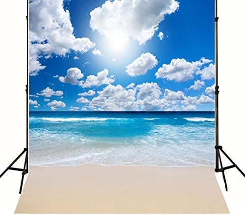 5X6.5ft(1.5X2m) Backdrops Popular Pattern Cloud Blue Sky Seaside Wedding Theme Background No Wrinkle S575