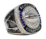 Decade Awards Silver Fantasy Football Champion Ring | Style B | Heavy FFL League Champ Ring with Stand