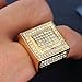 HIJONES Stainless Steel Square Bold Cubic Zirconia Iced Out Rings for Men Hip Hop Gold Size 10