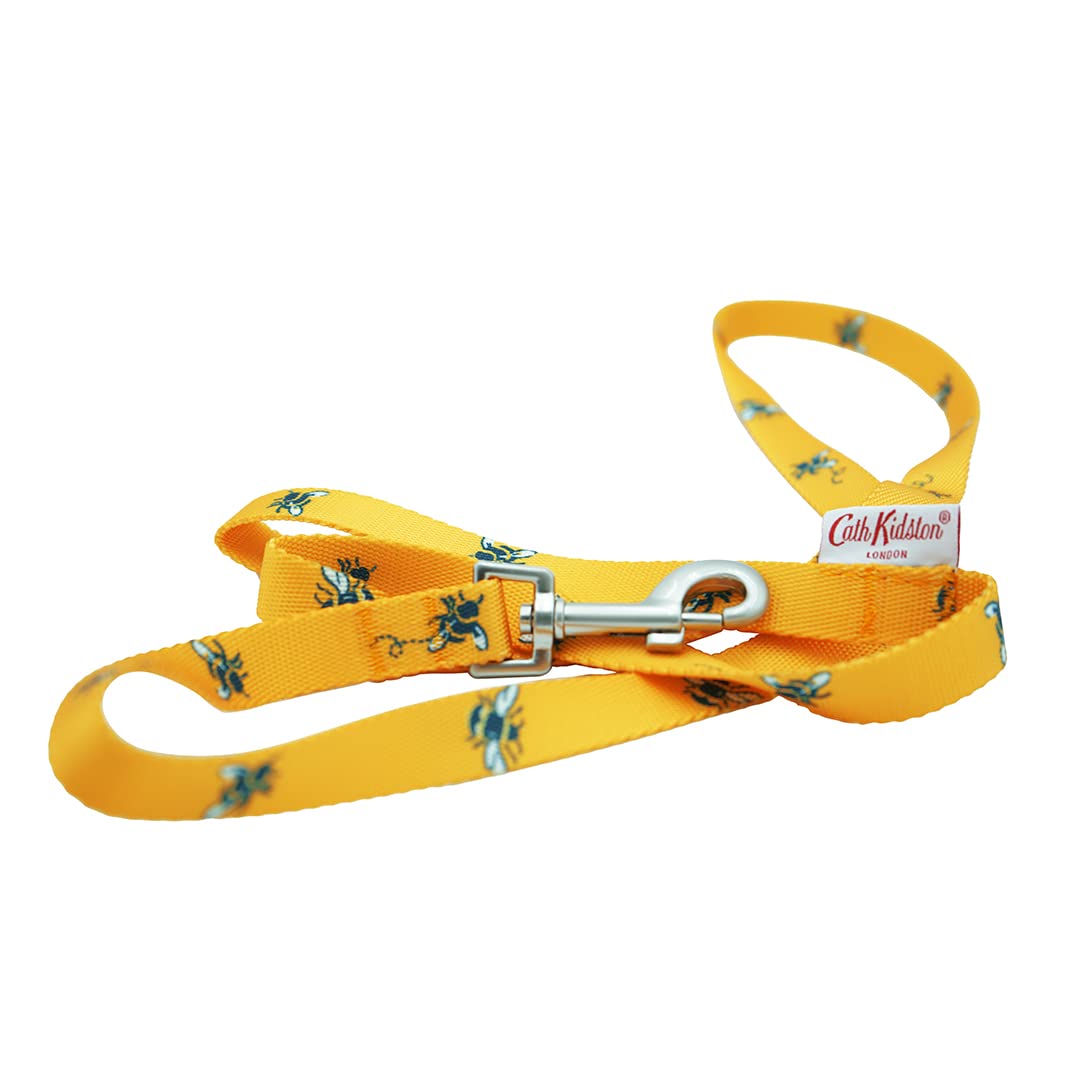 Pet Brands Cath Kidston Small Dog Lead, Bee Print Leather Dog Leash, Yellow