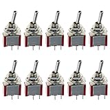 ESUPPORT On/Off Mini Miniature Toggle Switch Car Dash Dashboard SPST 2Pin Pack of 10