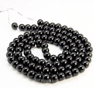 AMZ Beads - Package of 200! 6mm Glass Round Pearls Jewelry Making Loose Pearl Beads … (Jet Black)