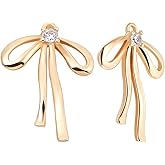 Beebeecraft 1 Box 12Pcs Small Bowknot Charms Real 18K Gold Plated Cubic Zirconia Hollow Bow Tie Pendant Charm for Jewelry Making Supplies Bracelet Necklace DIY Craft, 0.75x0.51 Inch