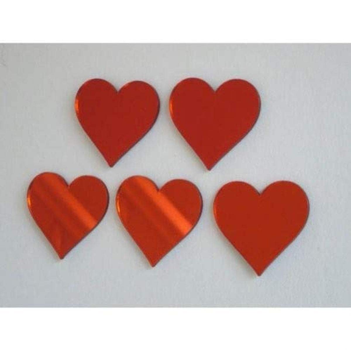 Super Cool Creations Pack of 10 x Red Heart Mirror – 2cm