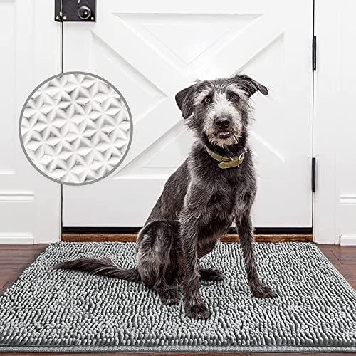 Ompaa Chenille Indoor Door Mat Entryway Rug, 36x24 Grey, Super