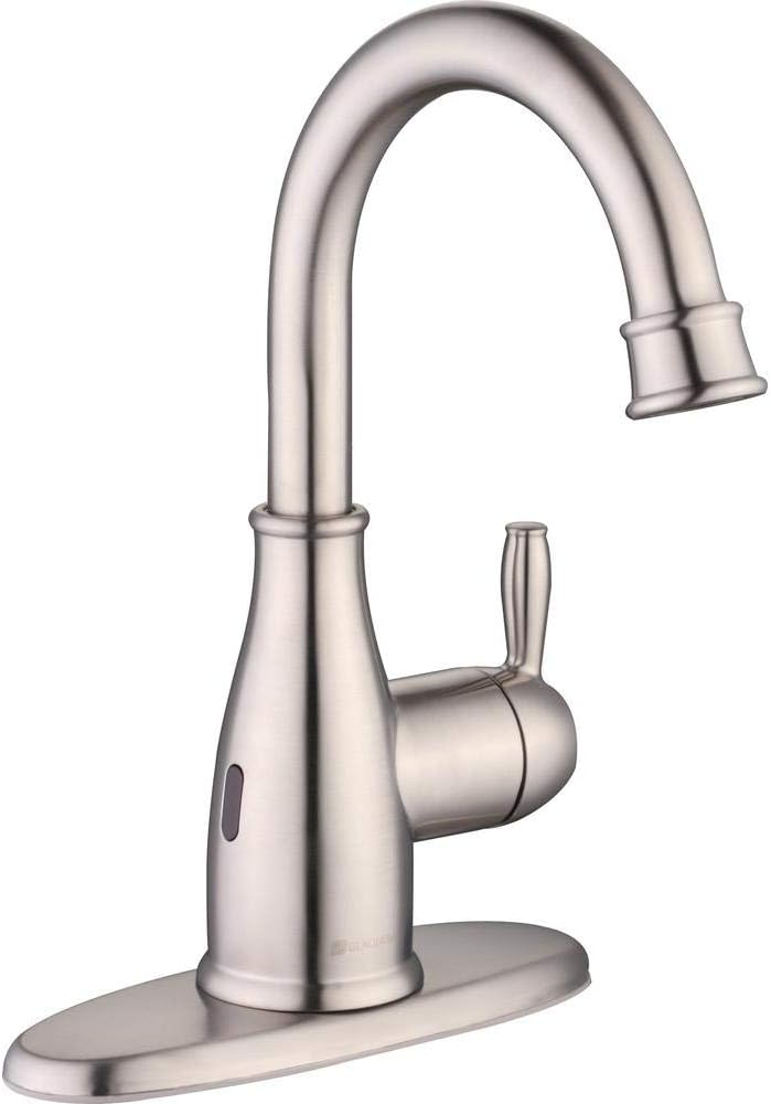 Mandouri Touchless Single Hole Single Handle High Arc Bathroom Faucet In Brushed Nickel Touchless Faucets Bathroom Sink Faucets Parts Trusol Leisure Com