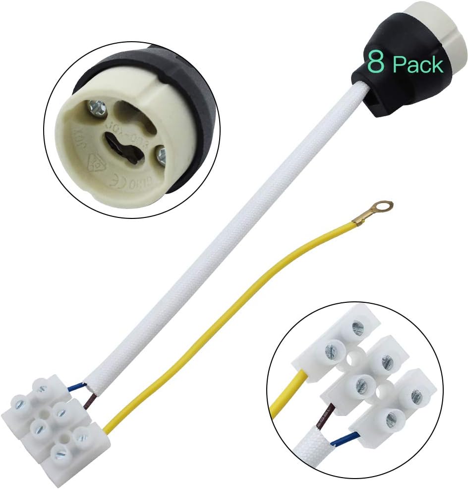 JaneYi (8 Pieces) GU10 Lamp Holder Ceramic Base and Terminal Block
