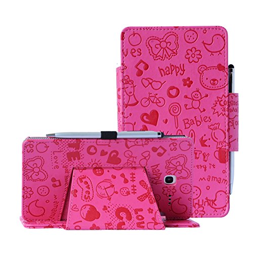 i-UniK Alcatel Onetouch POP 7 LTE Case 2016 T-Mobile Model 9015W Slim Folio Tablet Cover [Bonus Stylus] - (Cute Pink)