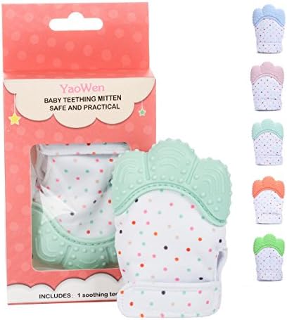 Baby Silicone Teething Mitten for Babies Self-Soothing Pain Relief Teether Glove BPA FREE Safe Food Grade Teething Mitt (Mint Green)