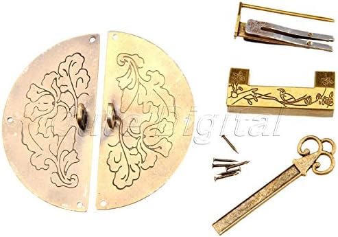 Vintage Chinese Style Furniture Cupboard Door Knock Pull Handle Hasp Latch &amp;Lock