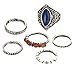 Rings Set;START 6PCS/Set Bohemian Turquoise Ring Vintage Silver Stack Above Knuckle Ring