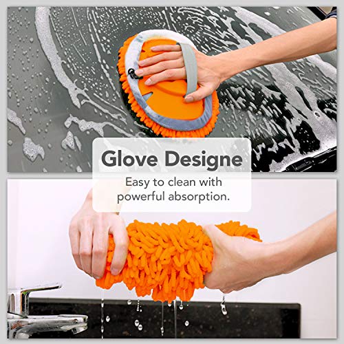 HOUSE DAY Car Wash Brush with 45” Long Handle & 3pcs Car Wash Mitt
