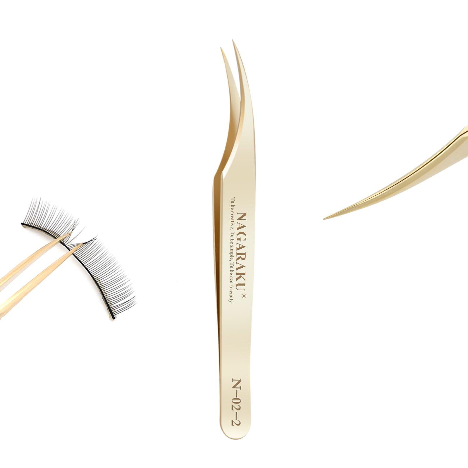 NAGARAKU Eyelash Extension Tweezers Gold Straight Isolation Professional Isolator Stainless Steel Precision (N-02-2)