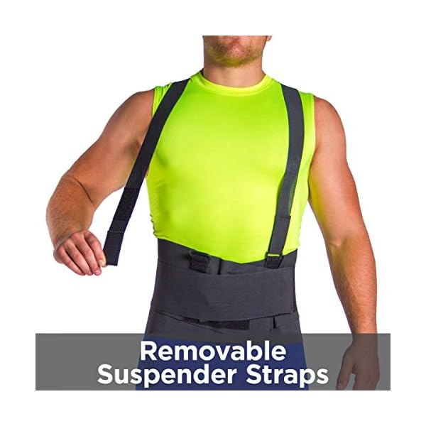 BraceAbility Industrial Work Back Brace Removable Suspender Straps
