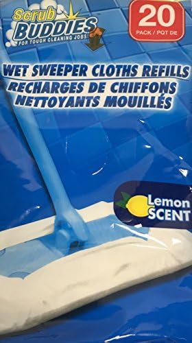 SweeperMop, 20 disposable cloths included with lemon scent. Flat Wet Dust Mop,for Hardwood, Laminate, Tile, Vinyl, Marble, Stone or Linoleum Floors.