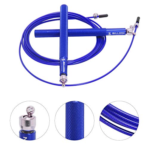 5BILLION Speed Jump Rope - 360° Swivel Ball Bearing - Adjustable - Workout for Double Unders, Exercise, WOD, Outdoor, MMA & Boxing Training (Blue) - Thumbnail 5