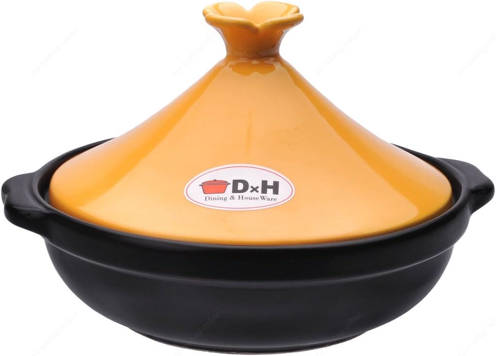 M.V. Trading 303001 Tagine Cooking for Cooktop or Oven, 1 Quarts (1000ml), 6 Inches (15 cm), Yellow Lid