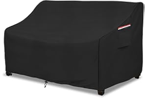 okcool Heavy Duty Patio Sofa Cover, 100% Waterproof 2-Seater Outdoor Sofa Cover Fits up to 58W x 32.5D x 31H Inches, Lawn Patio Furniture Covers,Black