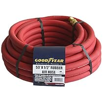 Goodyear 12709 Red Rubber Air Hose 1/2-Inch x 50-Feet 250 PSI