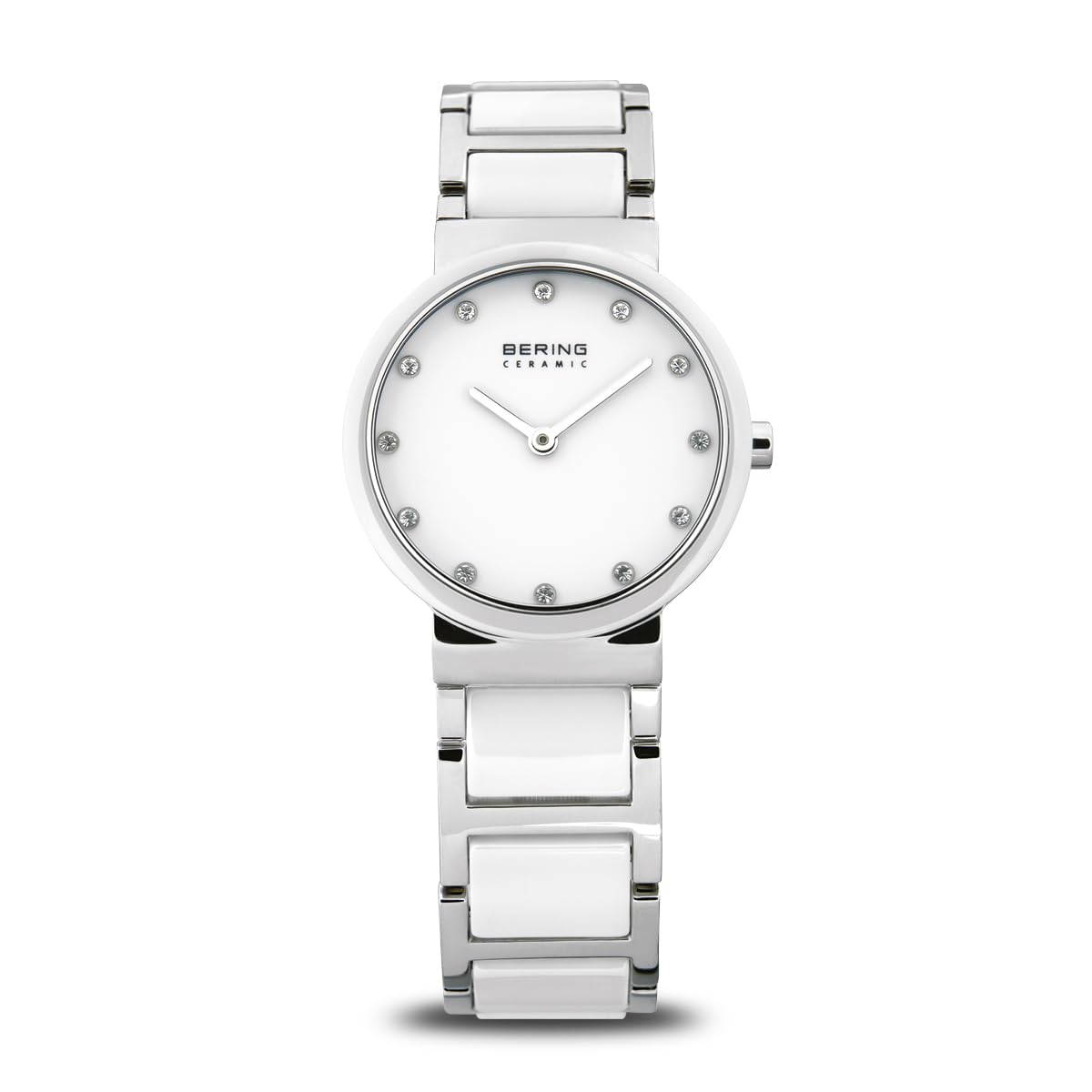 BERING Women's Quartz Watch, 29 mm Silver Stainless-Steel Case and White Dial, Stainless-Steel Strap with Ceramic Elements, 5 ATM, 10729-754 — image 1