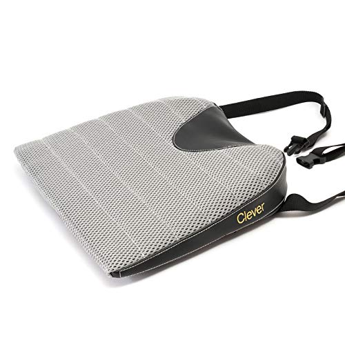 Clever Yellow Car Seat Cushion with Strap - Extra Firm, Thick 2 Inch Foam Auto Wedge, Coccyx Support for Back, Hip, Leg Pain, for Drivers, Office Chairs, Wheelchairs, Breathable, Washable Cover