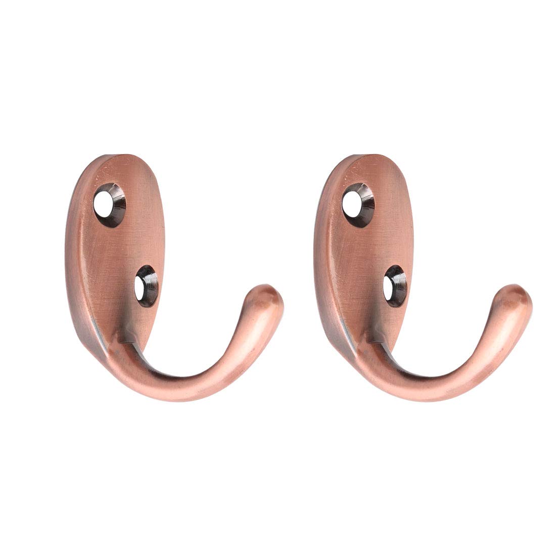 sourcing map 2pcs Wall Hooks Zinc Alloy Wall Mounted Hooks Coat Towel Key Wall Hook Clasp Bathroom Robe Hanger w Screws Red Copper