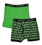 Calvin Klein Boys 2 Pack Black & Green Brand Print Boxer Briefs