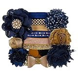 Navy & Gold Sparkle - Mini DIY Headband Kit - Makes 6 Headbands - Baby Shower Headband Station - Fashion Headbands for Birthday Party & Baby Shower Games