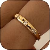 Jacruces Chunky Gold Rings for Women Non Tarnish Dainty star ring 14k Gold Plated Stainless Steel Waterproof Ring Cubic Zirconia Statement Promise Wedding Bands Pinky Rings