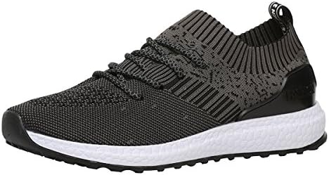 RomenSi Men's Knit Lightweight Running Shoes Soft Sole Casual Athletic Tennis Walking Sneakers Black US10