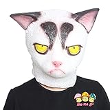 XIAO MO GU Deluxe Novelty Halloween Costume Party Latex Grumpy Cat Animal Head Mask