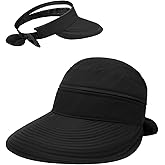 Century Star Sun Hat for Women Wide Brim Zip-Off Beach Hat Visor Ponytail UV Protection Summer Visors