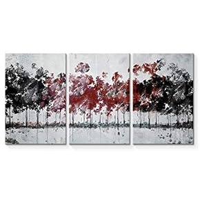 Wall26-3 Plane Canvas Wall Art-Abstract Oil Painting Tree Forest-Giclee Painting Wall Bedroom Living House Decoration Home Art - 16"x24" x 3 Panels