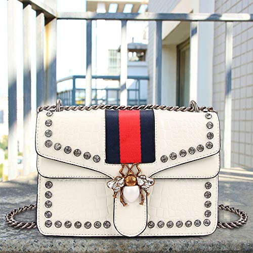 Beatfull Designer Shoulder Bag for Women, Fashion Bee Crossbody Bag Handbags with Chain (bluewhite) - Thumbnail 4