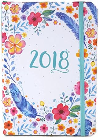 2018 Week at Glance Hard Cover Pocket Calendar Planner A6 (Feather Wreath)