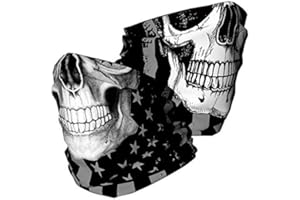 Doerix Halloween Skull Face Mask Bandana, Motorcycle Face Mask for Men Women, Half Face Cover Rave Scarf Neck Gaiter Biker