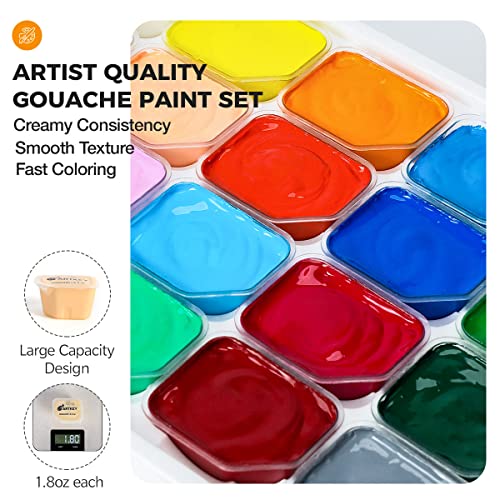 Artkey Gouache Paint Set 24 Colors 50g/1.8 oz Jelly Gouache Paint in