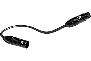 COLUBER CABLE DMX Patch Cable 3-Pin XLR Male to Female - 1 Foot Black - 120 ohm DMX512 Data Cord for Stage Lights and Lighting Controls