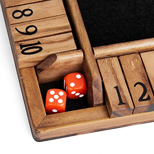 ROPODA 4 Way Shut The Box Dice Game Wooden (24 Players) for Kids & Adults [and Black Felt 4