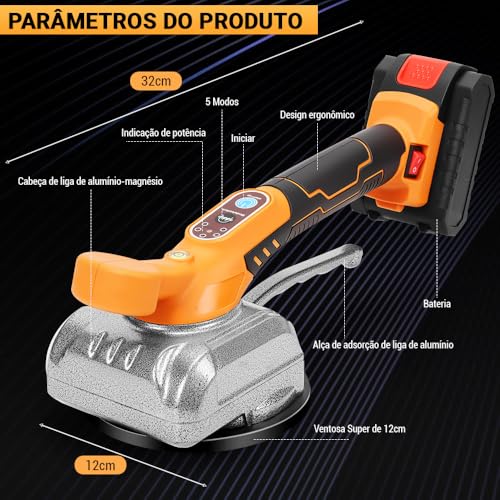 Maquina Assentar Pisos Porcelanatos Elétrica, Máquina para Assentar Pisos Cerâmic, Ventosa para Porcelanato, Ventosa a Vácuo, Até 80kg