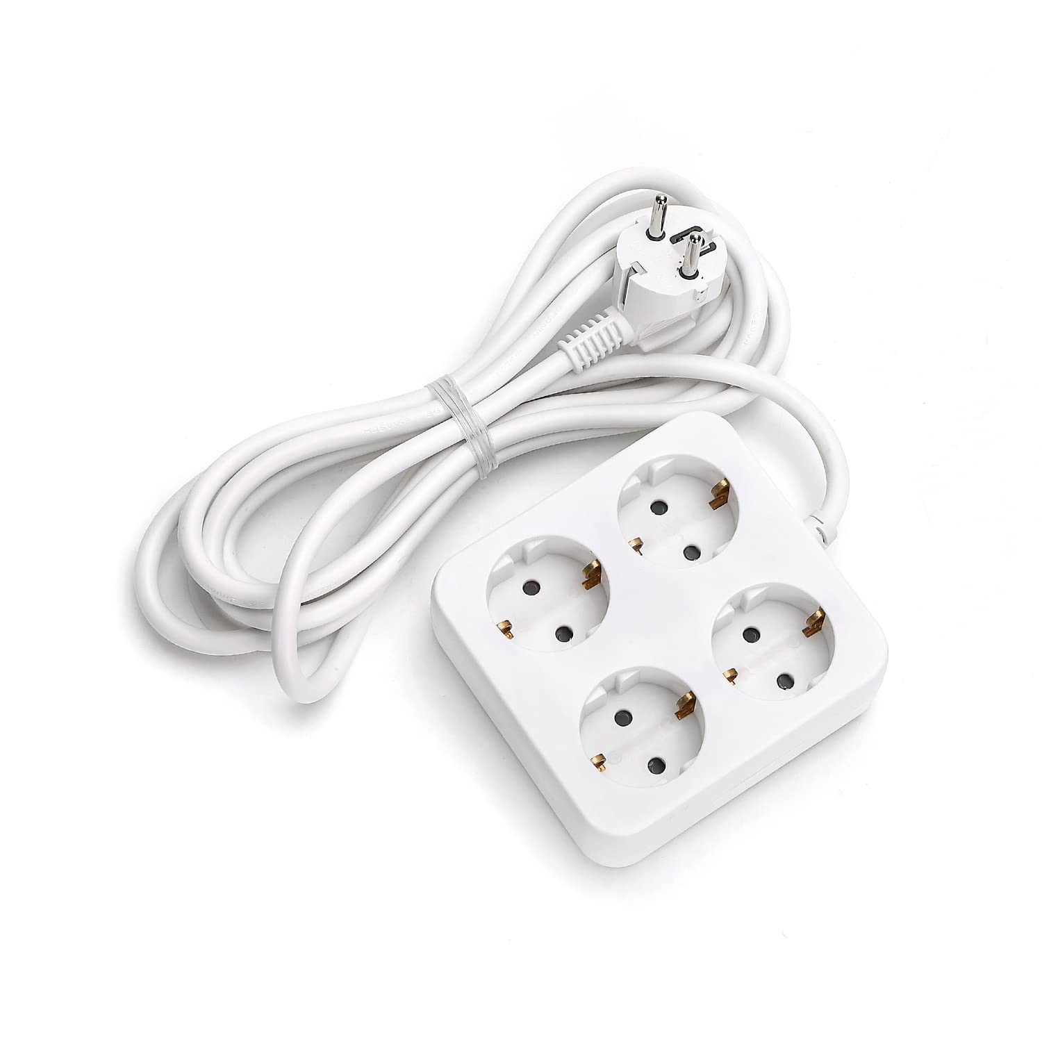 Aigostar Power Strip 4-Way Table Socket Child Safety 1.5 m Cable White