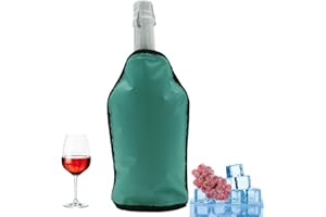 HI FINE CARE Wine Bottle Cooler, Wine Chiller Bottle Sleeve, Gel Wine Bottle Chill Cooler Ice Pack Sleeve- Freezer Sleeve- Vodka- Tequila Chiller- Cooler- Carrier, 1 Pack (Green A)