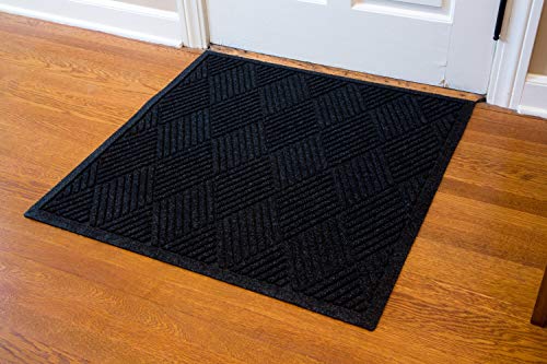 Hudson Exchange Waterhog Diamond Fashion Polypropylene Fiber Entrance Indoor/Outdoor Floor Mat, 35" L x 35" W, 3/8" Thick, Charcoal