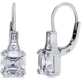 BERRICLE Sterling Silver CZ Statement Dangle Earrings for Women, Trendy Minimalist Simulated Diamond Cubic Zirconia Drop Earrings - Yellow Gold Flashed, Small/Large Size