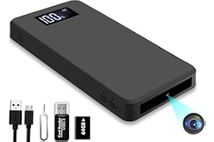KEHZKCT 64GB Hidden Camera, 10000 mAh 1080P Mini Portable Spy Camera Covert Nanny Video Recorder with Motion Detection Security Cameras for Home, Office- No WiFi